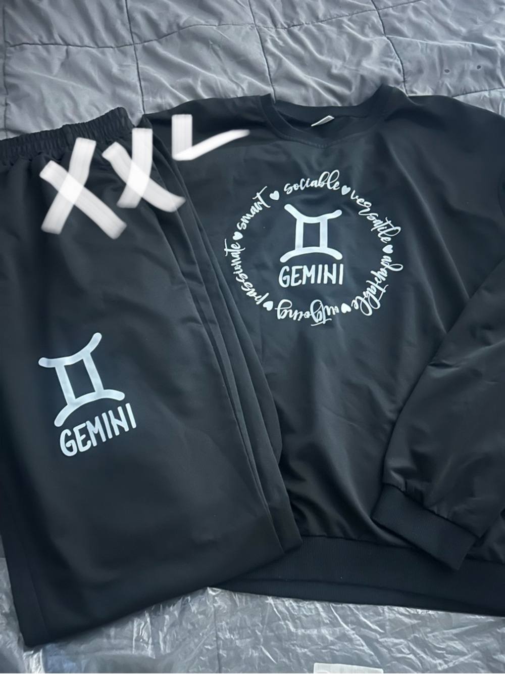 Brand new never worn Gemini Graphic Black  Pants & Sweatshirt Set $18